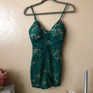 Hunter Green Lace Romper SOLD